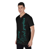 L4G Brand Men's Black/Teal V-Neck T-Shirt