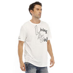 L4G Brand Logo Men's White Short Sleeve Rounded Hem T-shirt