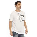 L4G Brand Logo Men's White Short Sleeve Rounded Hem T-shirt