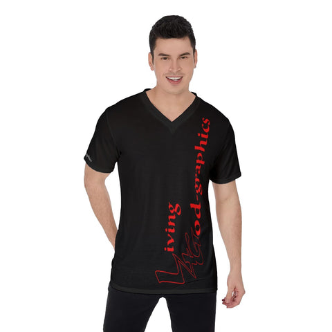 L4G Brand Men's Black/Red V-Neck T-Shirt