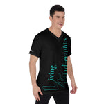 L4G Brand Men's Black/Teal V-Neck T-Shirt