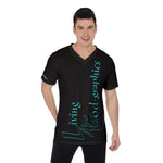 L4G Brand Men's Black/Teal V-Neck T-Shirt