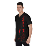 L4G Brand Men's Black/Red V-Neck T-Shirt