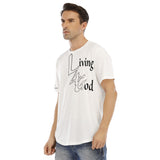 L4G Brand Logo Men's White Short Sleeve Rounded Hem T-shirt